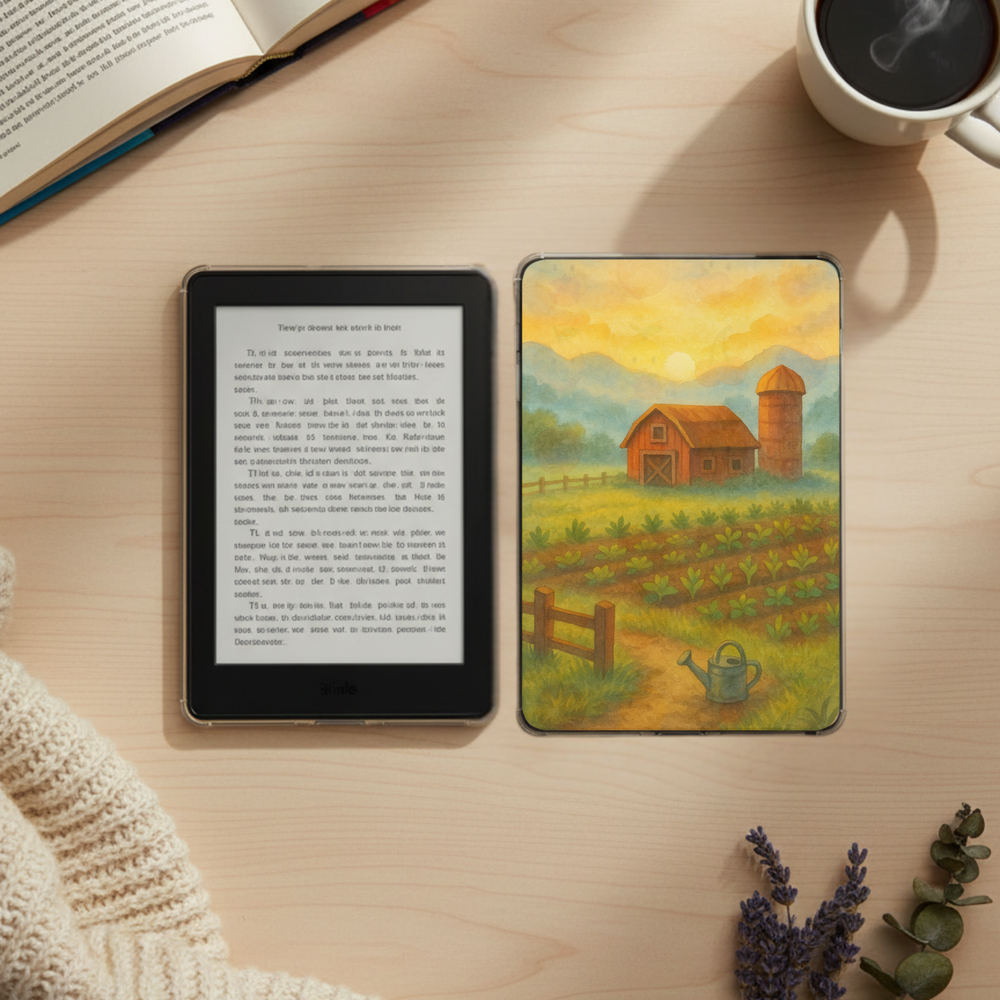 Cozy Valley Kindle Insert Set (4) | Cottagecore E-Reader Covers | Farm Sim Inspired