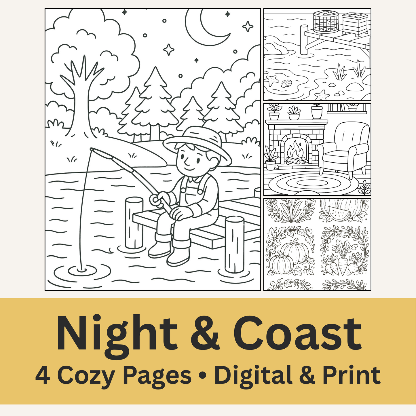 Cozy Valley Colouring Pages – Physical or Printable – Sets of 2, 4, 6, 8 & 10