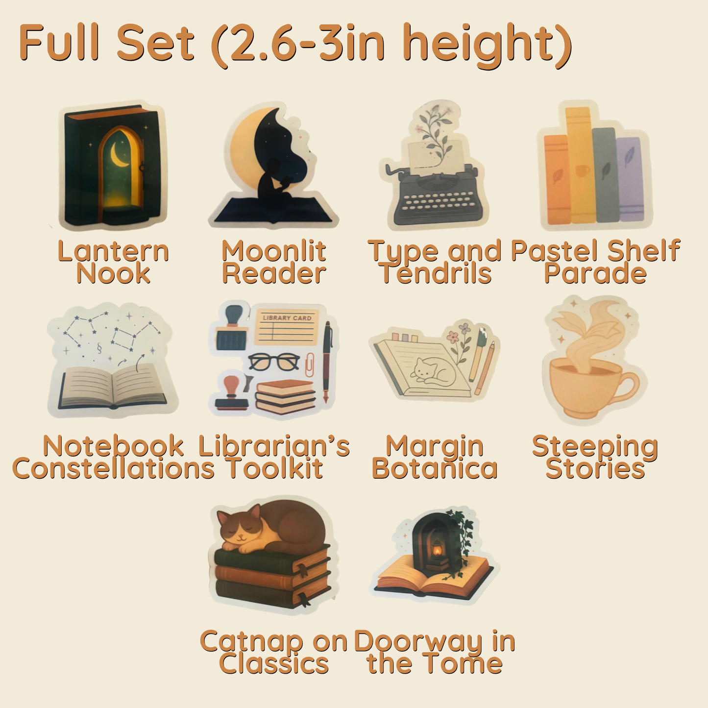 Whispers Between Pages – Bookish Vinyl Sticker Set | Full, Mini & Individual