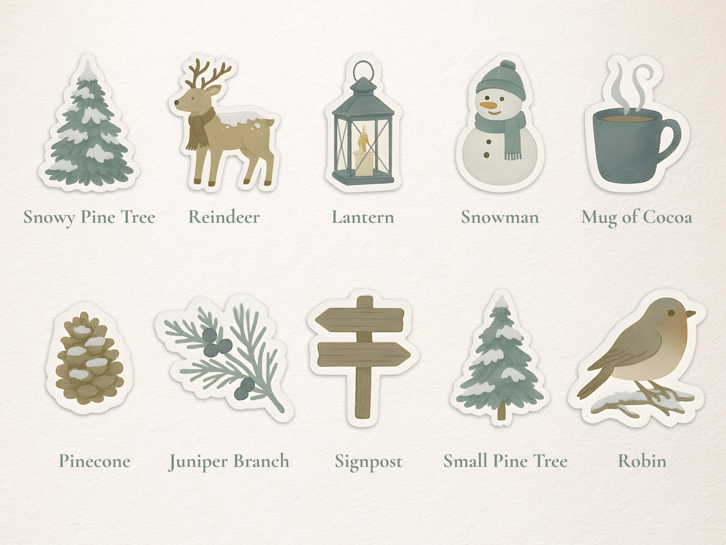 Winter Woodland Sticker Pack – 10 Cozy Forest Designs