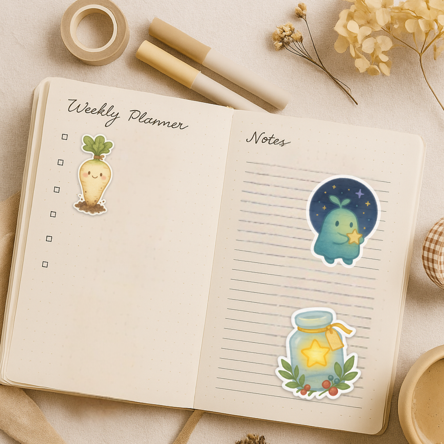 Cozy Valley Sticker Pack | 10 Cottagecore Vinyl Stickers for Journal, Planner & Laptop