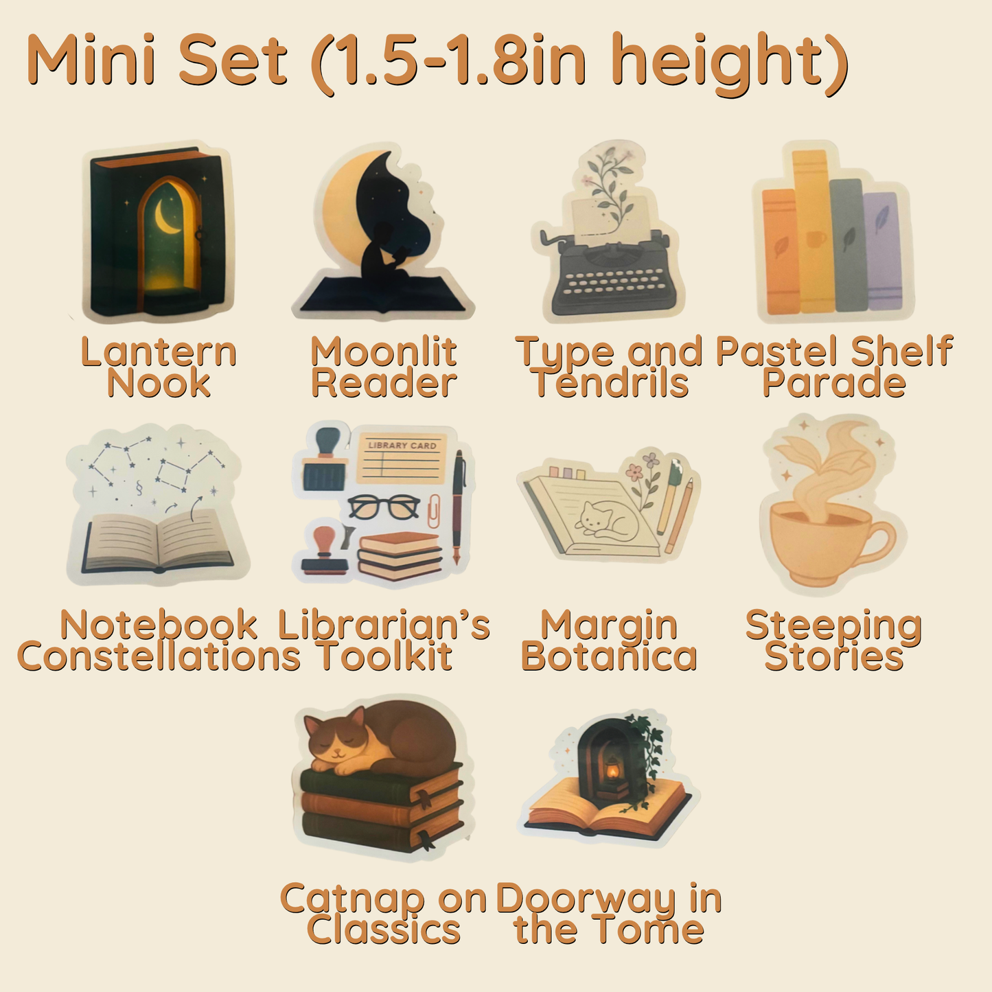 Whispers Between Pages – Bookish Vinyl Sticker Set | Full, Mini & Individual