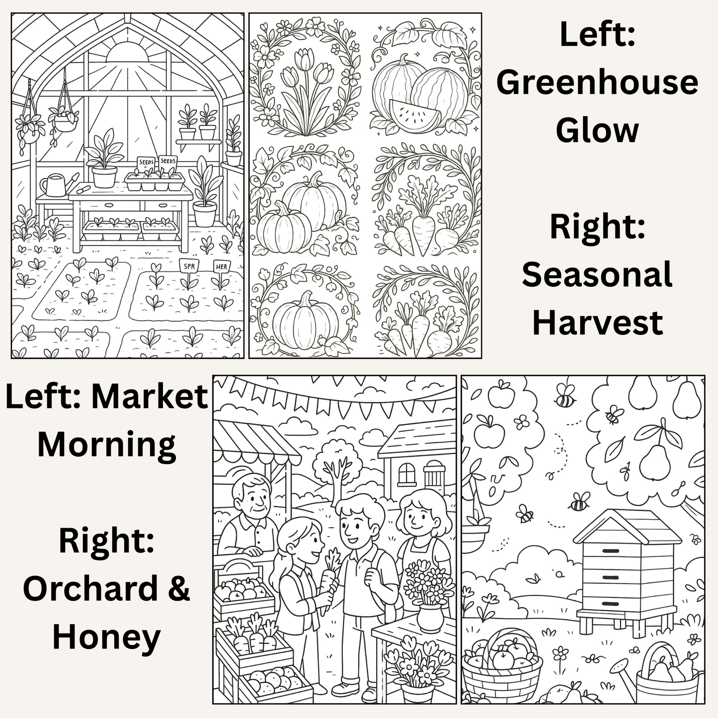 Cozy Valley Colouring Pages – Physical or Printable – Sets of 2, 4, 6, 8 & 10