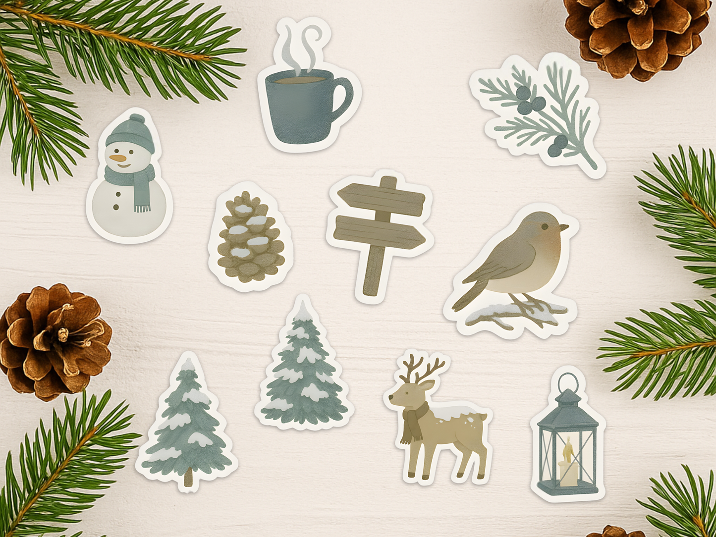 Winter Woodland Sticker Pack – 10 Cozy Forest Designs
