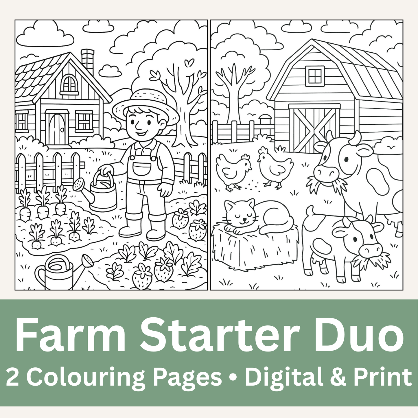 Cozy Valley Colouring Pages – Physical or Printable – Sets of 2, 4, 6, 8 & 10