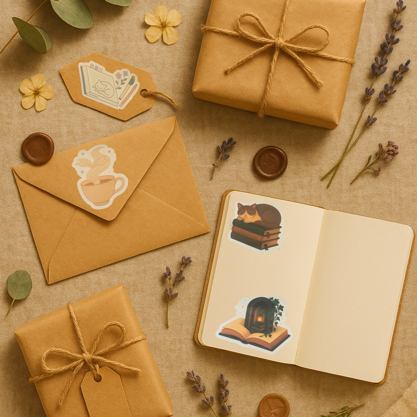 Whispers Between Pages – Bookish Vinyl Sticker Set | Full, Mini & Individual