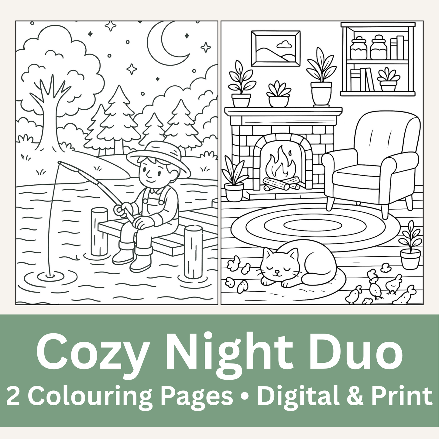 Cozy Valley Colouring Pages – Physical or Printable – Sets of 2, 4, 6, 8 & 10